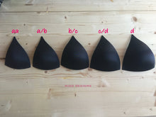 Load image into Gallery viewer, STIFF Molded Bra Cups, Tall Triangle Push Up (Black)