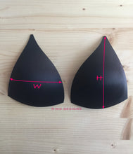 Load image into Gallery viewer, STIFF Molded Bra Cups, Tall Triangle Push Up (Black)