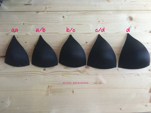 STIFF Molded Bra Cups, Tall Triangle Push Up (Black)